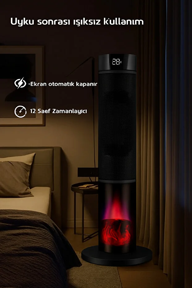 ROBO Şömineli Seramik Kule Tipi Dikey Hızlı Isıtıcı Uzaktan kumandalı ROBO Şömineli Seramik Kule Tipi Dikey Hızlı Isıtıcı Uzaktan kumandalı